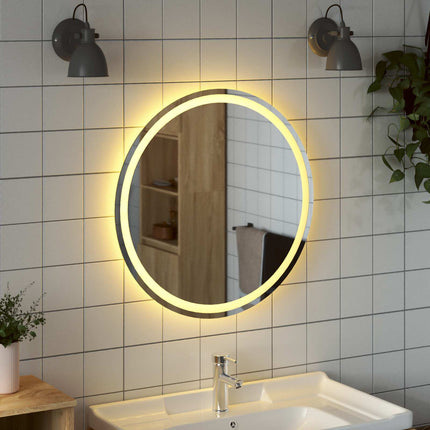 LED Badrumsspegel med spegel Transparent Ø 70 cm härdat glas