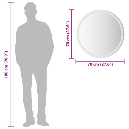 LED Badrumsspegel med spegel Transparent Ø 70 cm härdat glas