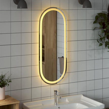 LED Badrumsspegel med spegel Transparent 90 x 40 cm härdat glas