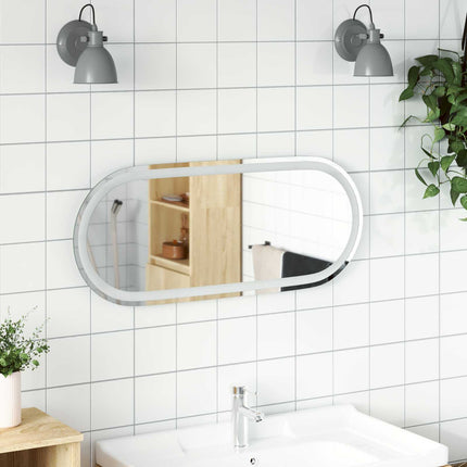 LED Badrumsspegel med spegel Transparent 90 x 40 cm härdat glas