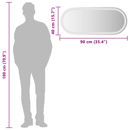 LED Badrumsspegel med spegel Transparent 90 x 40 cm härdat glas