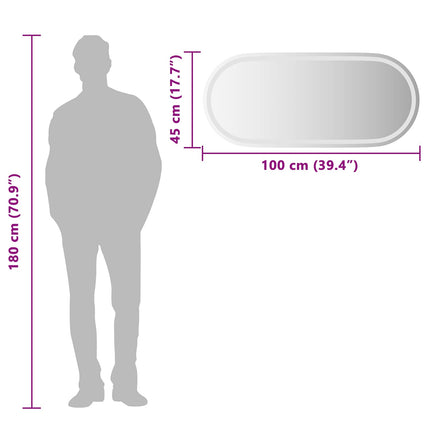 LED Badrumsspegel Transparent 100 x 45 cm härdat glas