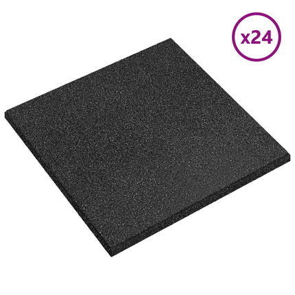 Fallskyddsplattor 24 pcs Svart 50 x 50 cm Gummi