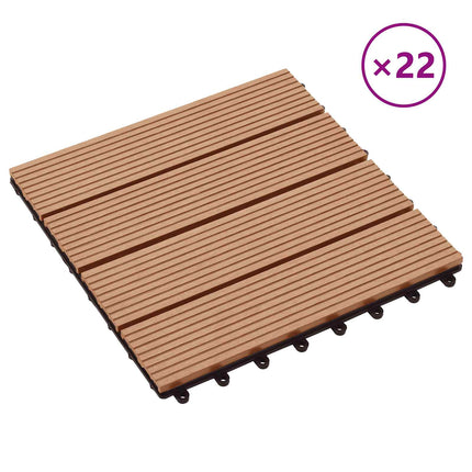 Terrassplattor 22 pcs Teak 30 x 30 cm WPC