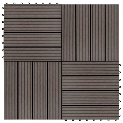 Terrassplattor 22 pcs Mörkbrun 30 x 30 cm WPC