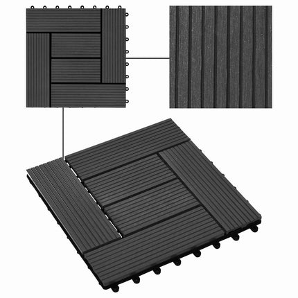 Terrassplattor 22 pcs Svart 30 x 30 cm WPC