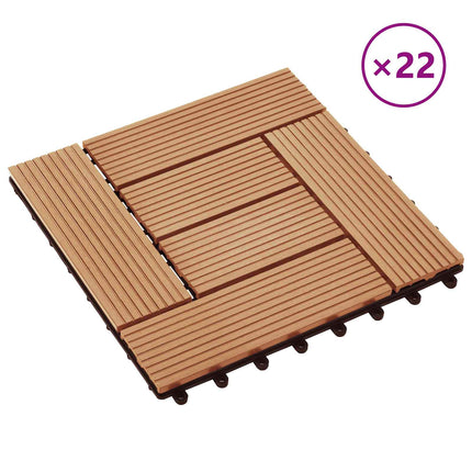 Terrassplattor 22 pcs Teak 30 x 30 cm WPC