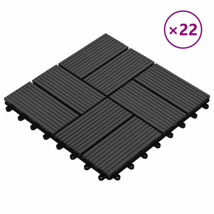 Terrassplattor 22 pcs Svart 30 x 30 cm WPC