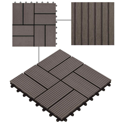 Terrassplattor 22 pcs Mörkbrun 30 x 30 cm WPC