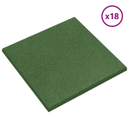 Fallskyddsplattor 18 pcs Grön 50 x 50 cm Gummi