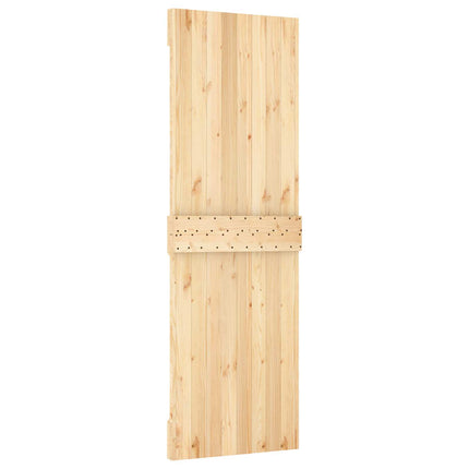 Skjutdörr Naturlig och svart 70 x 210 cm Massiv furuträdörr