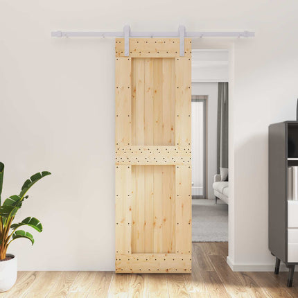 Skjutdörr Naturlig och vit 70 x 210 cm Massiv furuträdörr