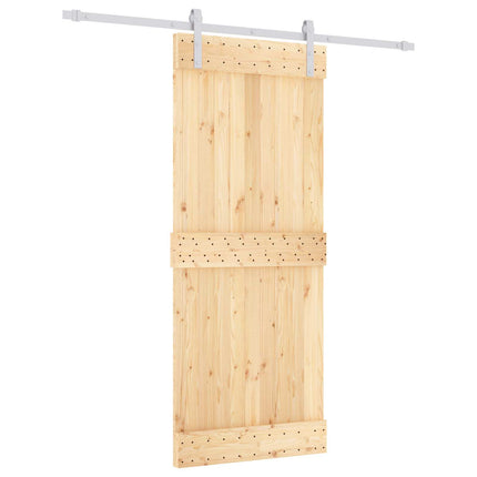 Skjutdörr Naturlig och vit 85 x 210 cm Massiv furuträdörr