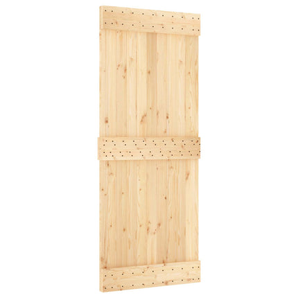 Skjutdörr Naturlig och vit 85 x 210 cm Massiv furuträdörr