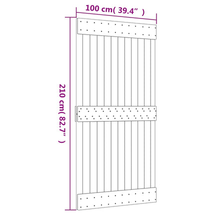 Skjutdörr Naturlig och vit 100 x 210 cm Massiv furuträdörr