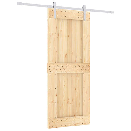 Skjutdörr Naturlig och vit 85 x 210 cm Massiv furuträdörr