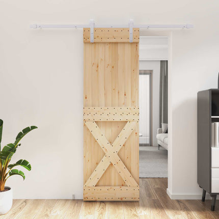 Skjutdörr Naturlig och vit 70 x 210 cm Massiv furuträdörr