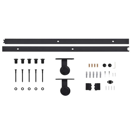 Skjutdörr Naturlig och svart 85 x 210 cm Massiv furuträdörr