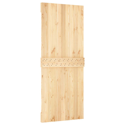 Skjutdörr Naturlig och svart 85 x 210 cm Massiv furuträdörr