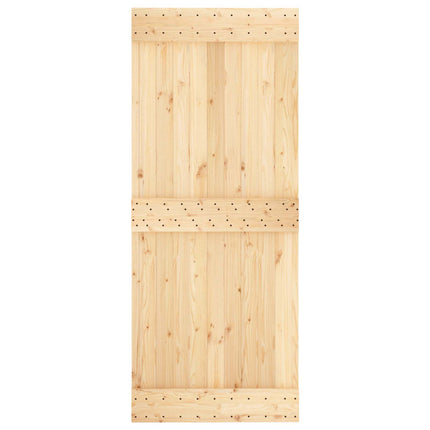 Skjutdörr Naturlig och svart 85 x 210 cm Massiv furuträdörr