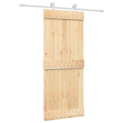 Skjutdörr Naturlig och vit 85 x 210 cm Massiv furuträdörr