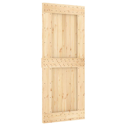 Skjutdörr Naturlig och vit 85 x 210 cm Massiv furuträdörr