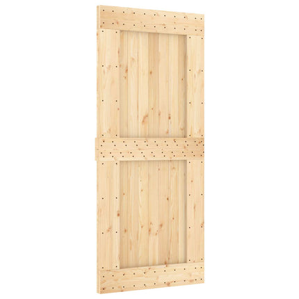 Skjutdörr Naturlig och vit 90 x 210 cm Massiv furuträdörr