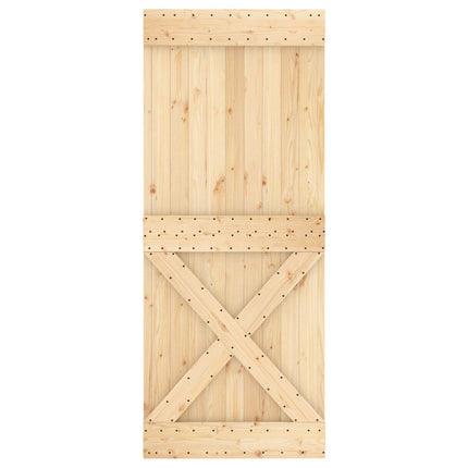 Skjutdörr Naturlig och vit 85 x 210 cm Massiv furuträdörr