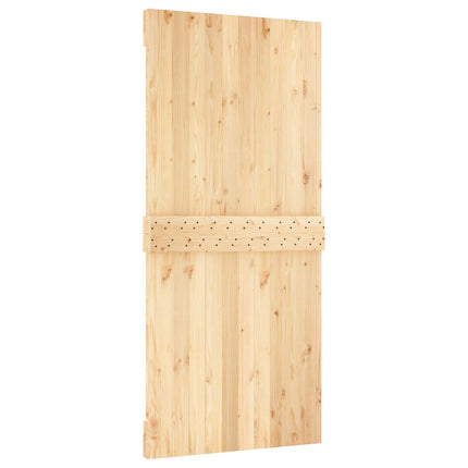 Skjutdörr Naturlig och vit 95 x 210 cm Massiv furuträdörr