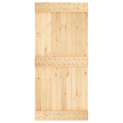 Skjutdörr Naturlig och vit 95 x 210 cm Massiv furuträdörr