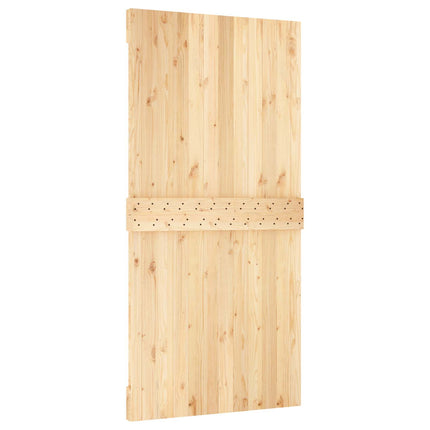 Skjutdörr Naturlig och vit 100 x 210 cm Massiv furuträdörr