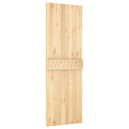 Skjutdörr Naturlig och vit 70 x 210 cm Massiv furuträdörr