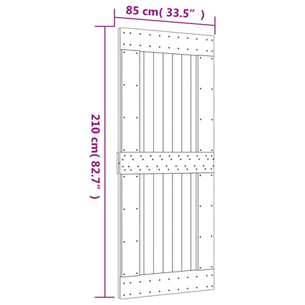 Skjutdörr Naturlig och vit 85 x 210 cm Massiv furuträdörr