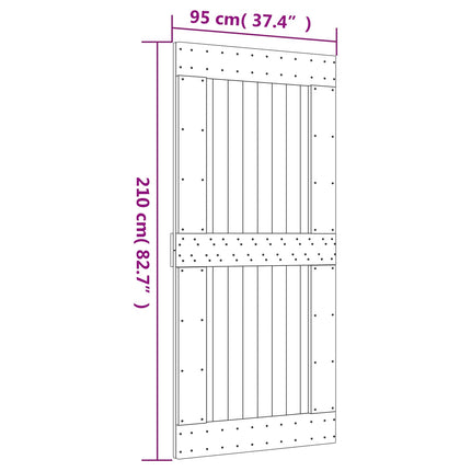 Skjutdörr Naturlig och vit 95 x 210 cm Massiv furuträdörr