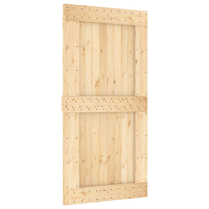 Skjutdörr Naturlig och vit Massiv furuträdörr (obehandlad)