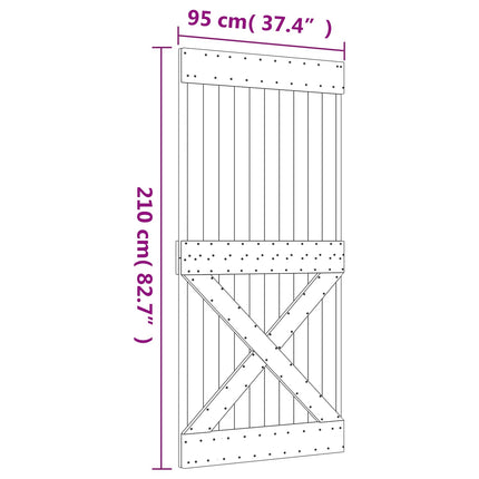 Skjutdörr Naturlig och vit 95 x 210 cm Massiv furuträdörr