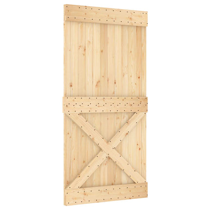 Skjutdörr Naturlig och vit 100 x 210 cm Massiv furuträdörr