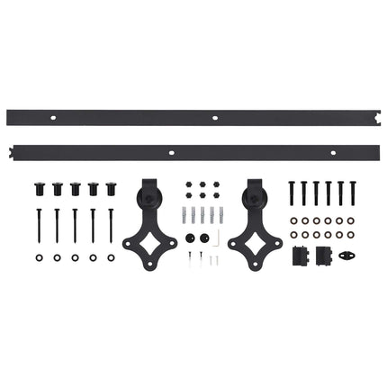 Skjutdörr Naturlig och svart 85 x 210 cm Massiv furuträdörr
