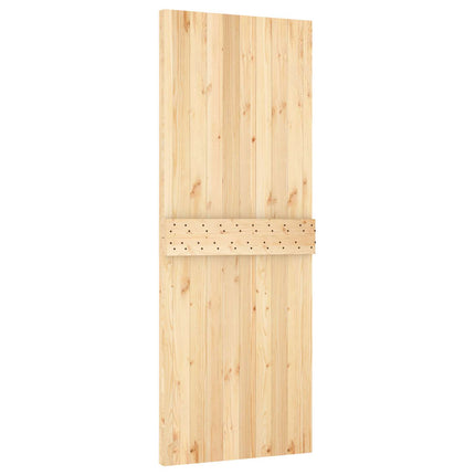 Skjutdörr Naturlig och svart 80 x 210 cm Massiv furuträdörr