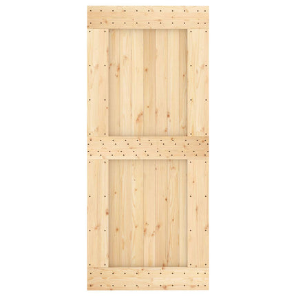 Skjutdörr Naturlig och svart Massiv furuträdörr (obehandlad)