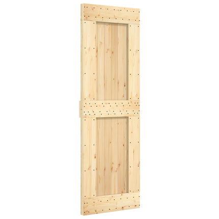 Skjutdörr Naturlig och svart 70 x 210 cm Massiv furuträdörr