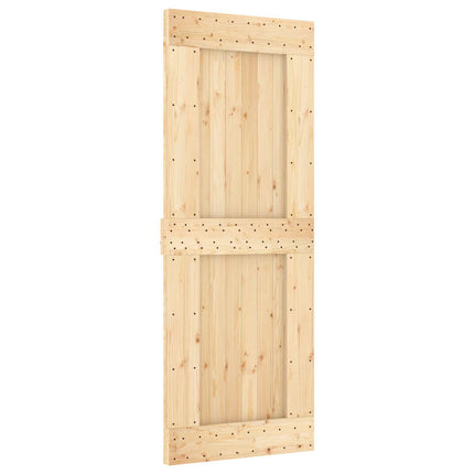 Skjutdörr Naturlig och svart 80 x 210 cm Massiv furuträdörr