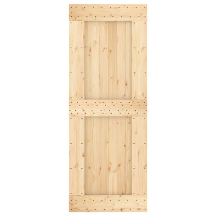 Skjutdörr Naturlig och svart 80 x 210 cm Massiv furuträdörr
