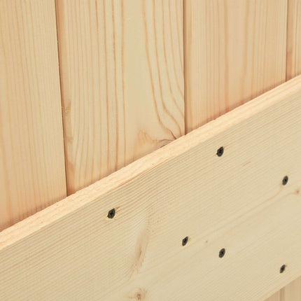 Skjutdörr Naturlig och svart 85 x 210 cm Massiv furuträdörr