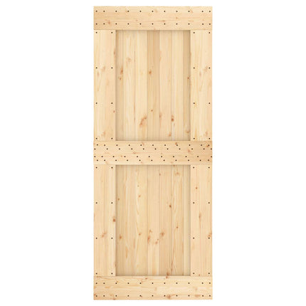 Skjutdörr Naturlig och svart 85 x 210 cm Massiv furuträdörr