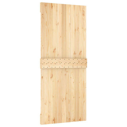 Skjutdörr Naturlig och svart 90 x 210 cm Massiv furuträdörr