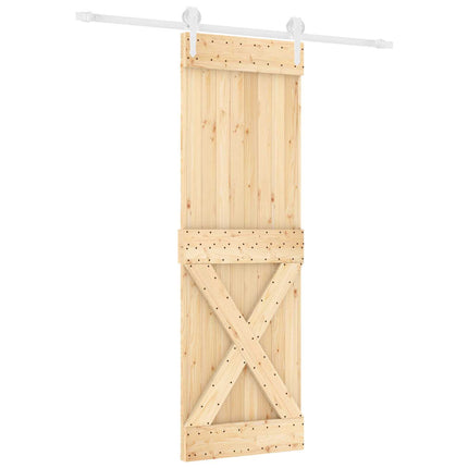 Skjutdörr Naturlig och vit 70 x 210 cm Massiv furuträdörr