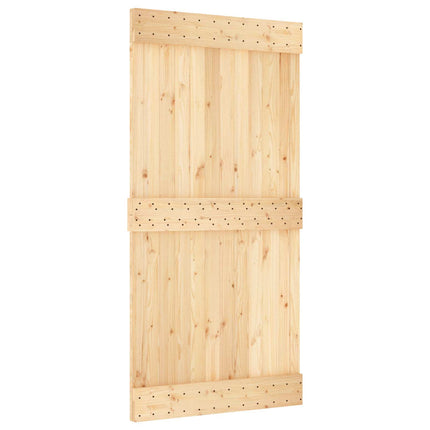 Skjutdörr Naturlig och svart 100 x 210 cm Massiv furuträdörr