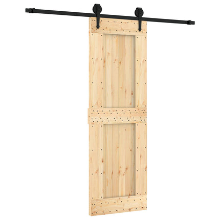 Skjutdörr Naturlig och svart 70 x 210 cm Massiv furuträdörr