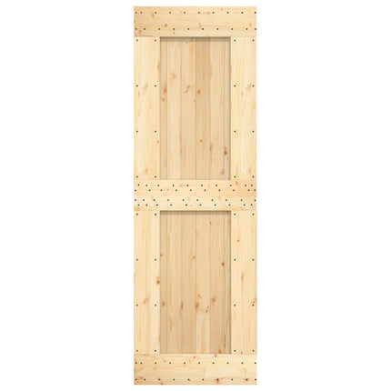Skjutdörr Naturlig och svart 70 x 210 cm Massiv furuträdörr